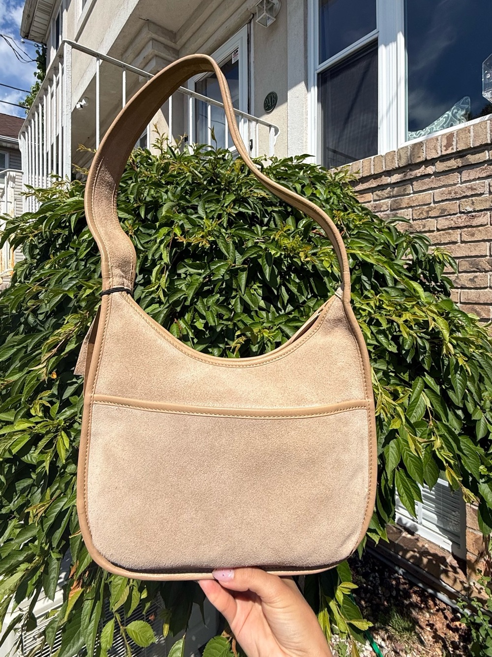 Margot Genuine Suede Crescent Hobo Shoulder Y2K Coach Ergo Style Light Tan Bag